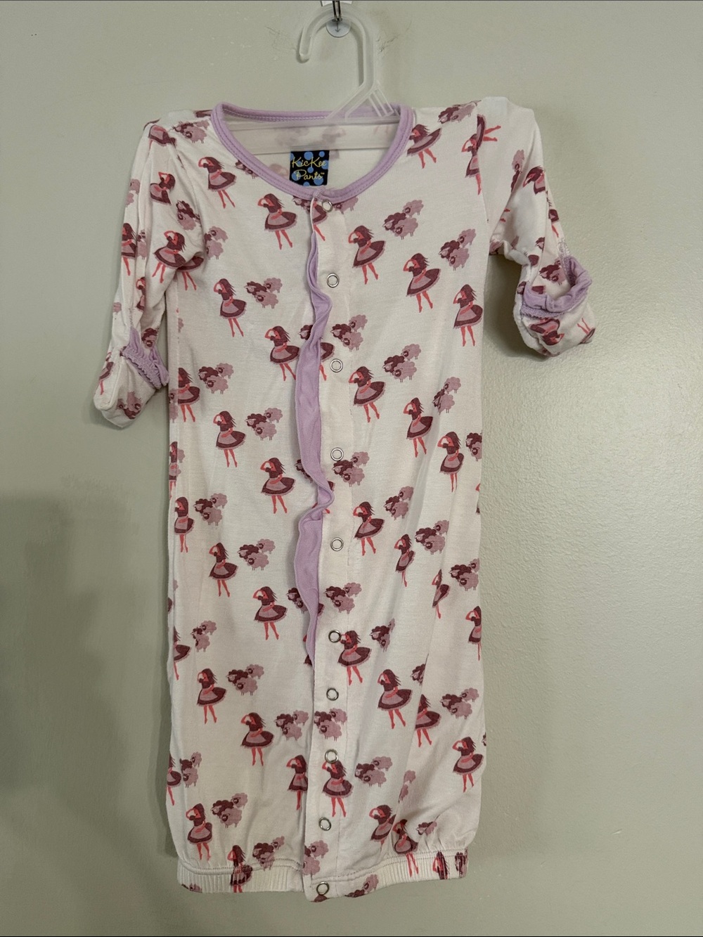 Kickee Pants White LittleBow Peep Print Sleep Sack with Lavender Trim